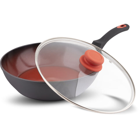 Tigan alumini me kapak Lamar LT1203 Terracota, 28cm, e Kuqe